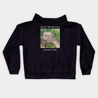 Old grist mill in Cades Cove, the Smoky Mountains National Park Kids Hoodie